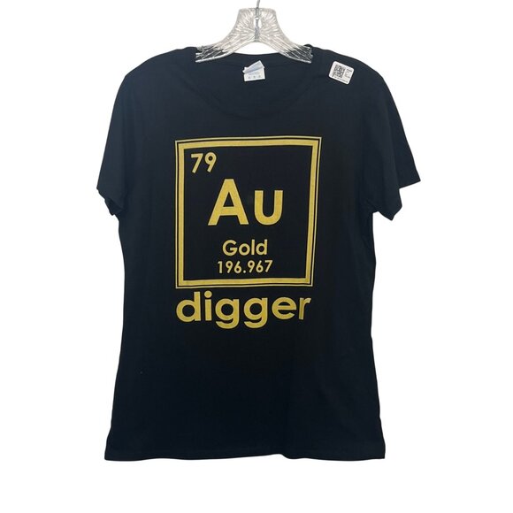 Gold Digger Tshirt Periodic Table Of Elements Womens Medium Black New - Picture 1 of 10